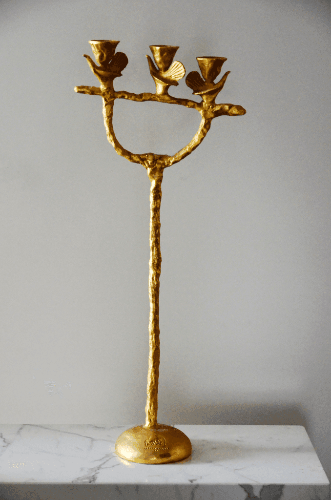 Bronze and gold leaf candle holder